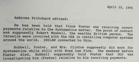Inslaw and HIllary Clinton and Vince Foster